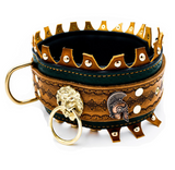 Brown-Khaki ''Ancient'' Leather Dog Collar