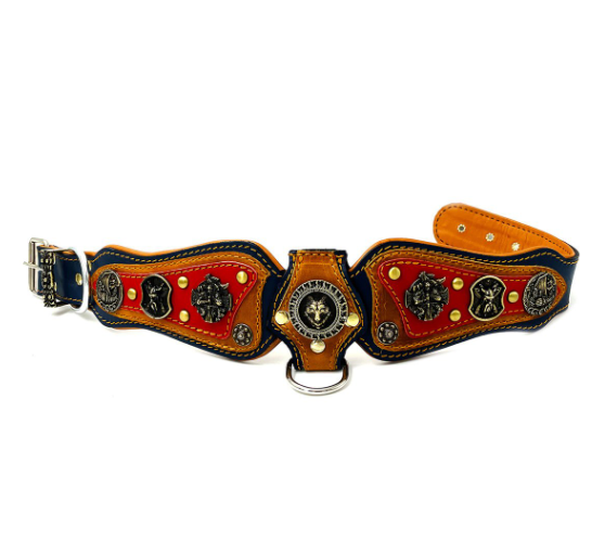 Navy Blue The ''Viking'' Leather Dog Collar