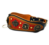 Navy Blue The ''Viking'' Leather Dog Collar