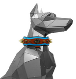 Athena Spiked Leather Dog Collar - Blue-Brown