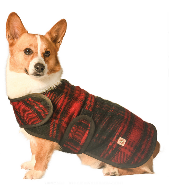 Red and Black Plaid Blanket Dog Coat - Le Pet Luxe