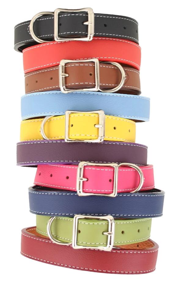 Tuscan Leather Dog Collar ~ Fun Colors - Le Pet Luxe