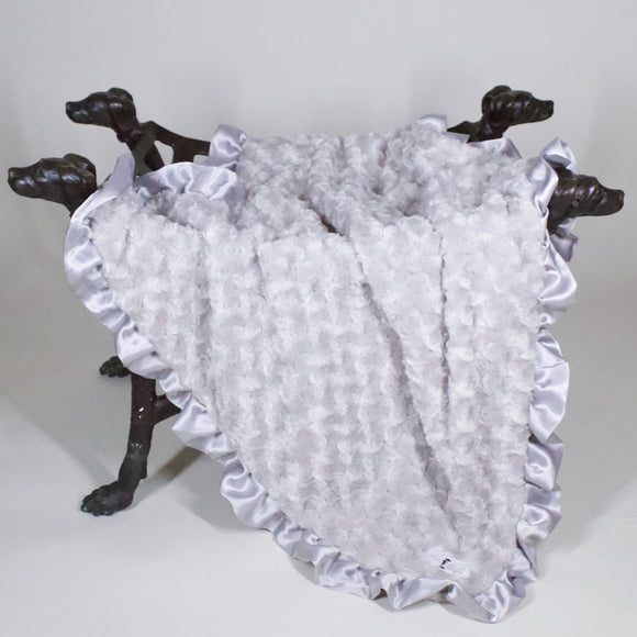 Baby Ruffle Dog Blanket ~ Silver